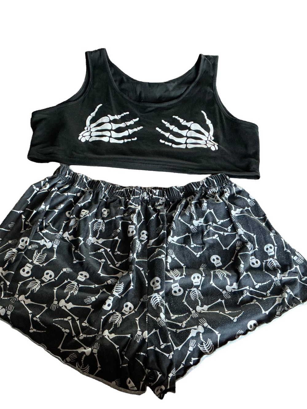 Kids Black Skeleton Two-Piece Halloween Costume Set